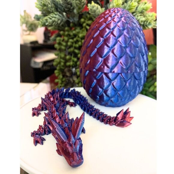 3D Printed Dragon in Egg, Full Articulated  Dragon Flexible 12"- 3Pcs EASTER EGG - Picture 10 of 11